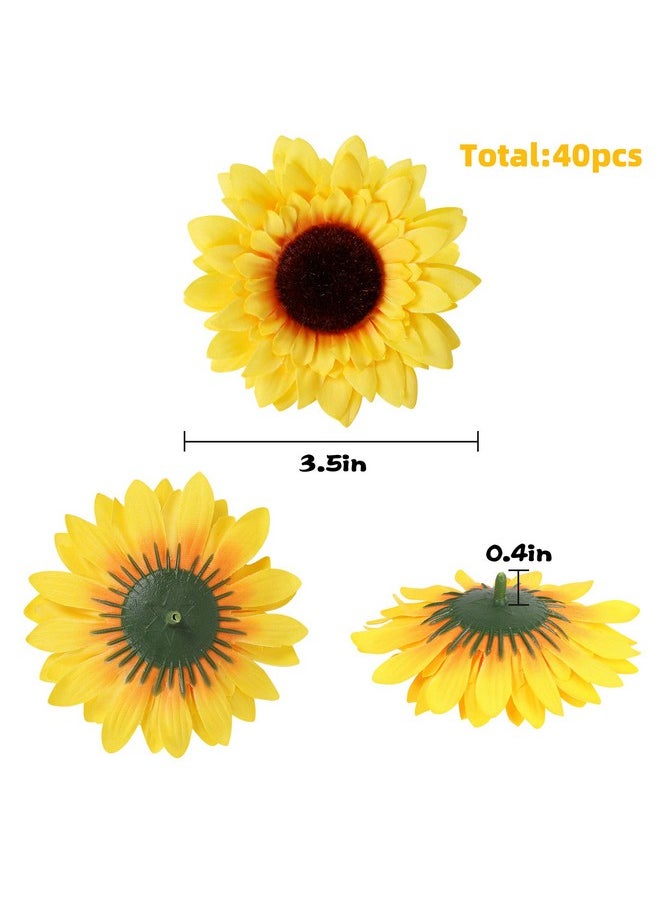 AmyHomie - AmyHomie 40pcs 3.5" Artificial Silk Yellow Sunflower Heads Fabric Floral for Baby Shower Home Decoration Wedding Decor, Bride Holding Flowers,DIY Garden Craft Art Decor - Image 1