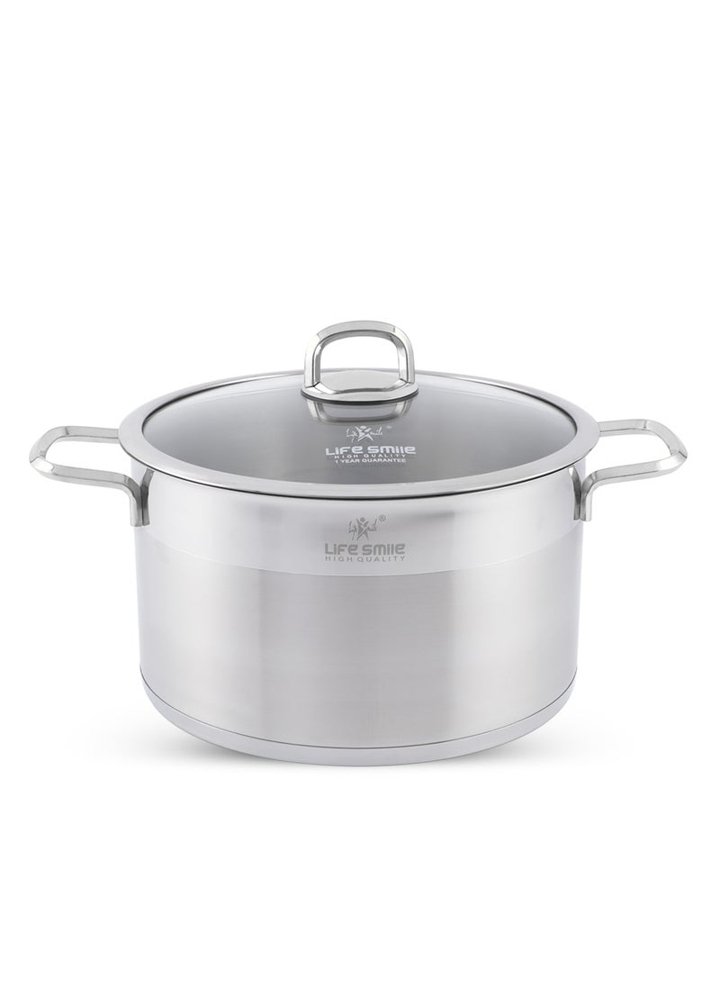 Life Smile 32cm (15 Liter) LIFE SMILE Cooking Pot with Lid 18/10 Pure Stainless Steel - Thick Induction Base Double Handle Stock Pot - Non-Toxic, 100% PFOA, PTFE & PFOS Free - Oven Safe Casserole  - Image 1