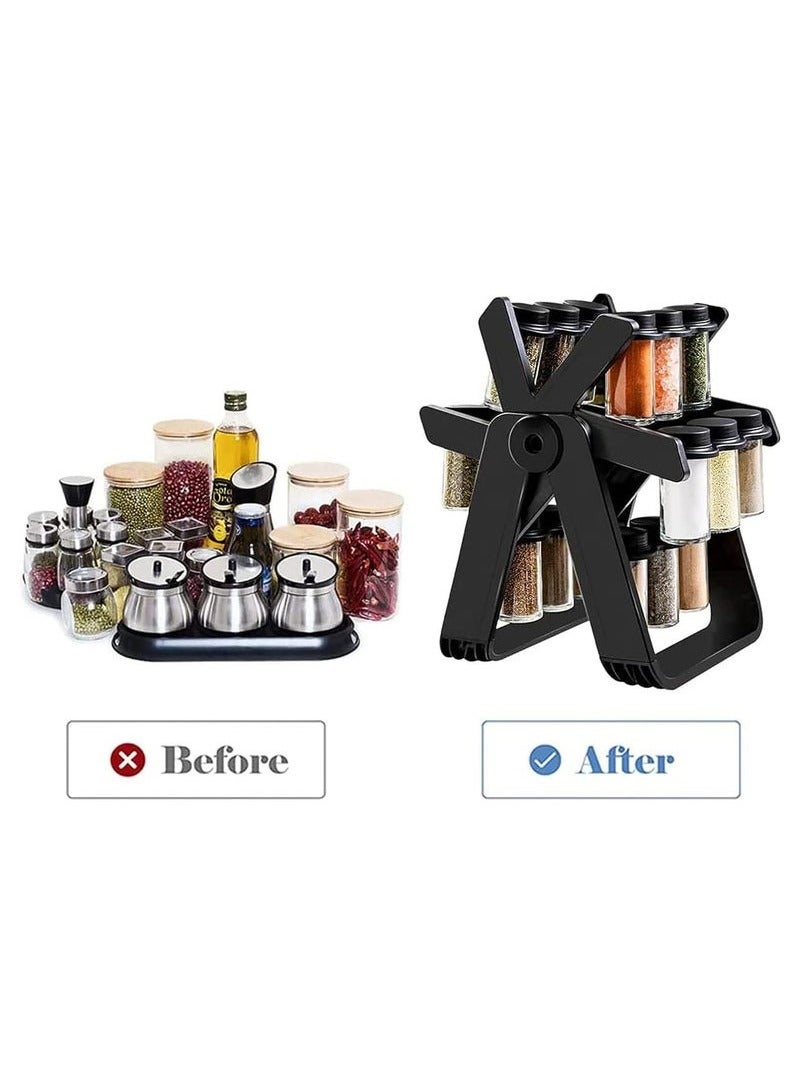 JAJEEK 360° Rotating Spice Rack, Revolving Ferris Wheel Shape Organizer, 18 Transparent Spice Jars Containers Set, Spinning Rotatable Seasoning Pots Storage Stand for Kitchen Countertop  - Image 4