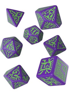 Q WORKSHOP Q-Workshop Pathfinder Rpg Goblin Purple & Green Ornamented Dice Set 7 Polyhedral Pieces (QWOPAT76)  - Image 1