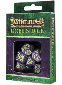 Q WORKSHOP Q-Workshop Pathfinder Rpg Goblin Purple & Green Ornamented Dice Set 7 Polyhedral Pieces (QWOPAT76)  - Image 3