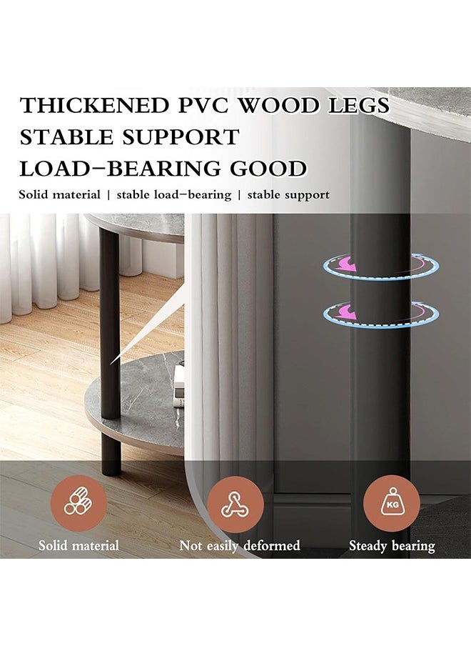 DMG TECH Living Room End Table, 2-Tier Round Coffee Table with Storage Shelf, Solid Wood Table Legs and Faux Marble Top (50 * 50 * 53cm)  - Image 5