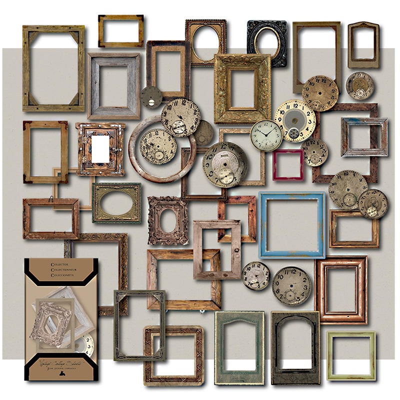 CATaireen Vintage Junk Journal Items Kit Pre Cut Paper Cards Cutout Cardstock Art Aesthetic Decor Hollow Out Craft Elements Small Embellishments Supplies for Adults Scrapbook Pack Photo Frame Dark - Image 3