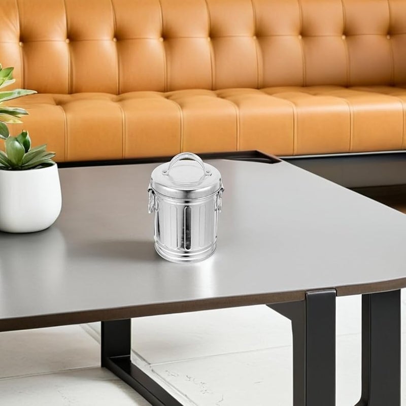 منفضة سجائر معدنية قديمة بغطاء حامل رماد محمول غير دخاني سلة مهملات صغيرة - Image 5