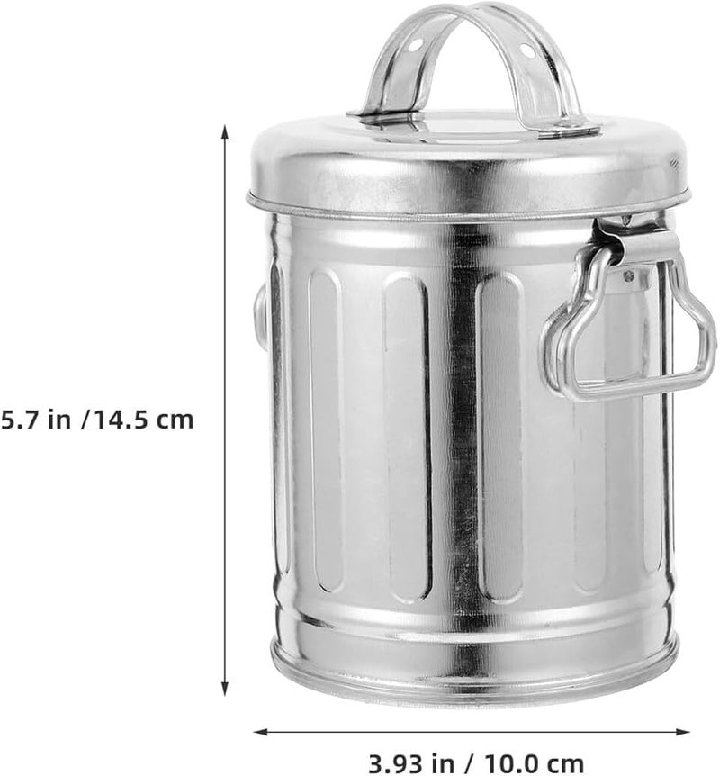 منفضة سجائر معدنية قديمة بغطاء حامل رماد محمول غير دخاني سلة مهملات صغيرة - Image 3