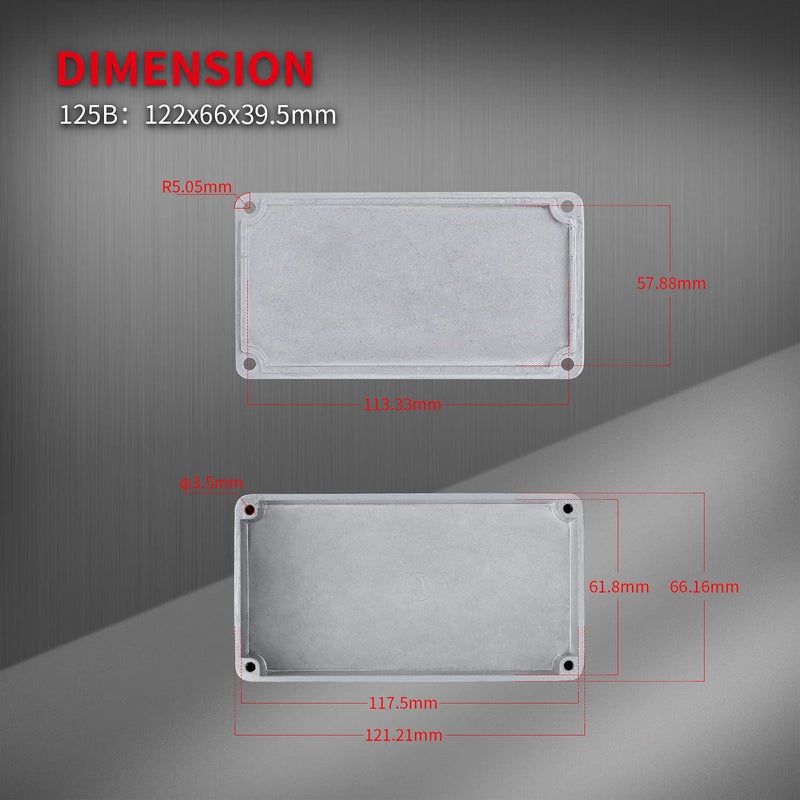 DaierTek 125B 1590N1 Aluminum Guitar Pedal Enclosure 122x66x39.5 MM Metal Stompbox Enclosure Guitar Effect Unfinished Toggle Switch Box - Image 4