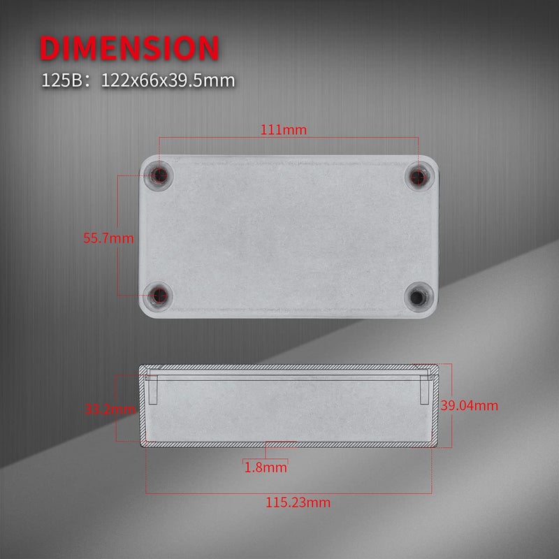 DaierTek 125B 1590N1 Aluminum Guitar Pedal Enclosure 122x66x39.5 MM Metal Stompbox Enclosure Guitar Effect Unfinished Toggle Switch Box - Image 3