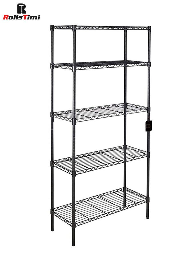 RollsTimi  5 Tier Storage Rack Kitchen Storage Shelf Steel Storage Shelves Adjustable Wire Shelving for Kitchen Pantry Closet - Image 1