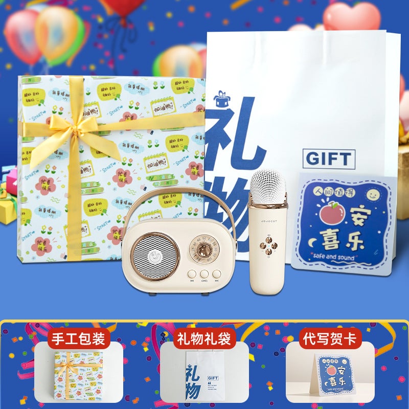 Microphone Bluetooth Audio With Microphone Singing Audio All-In-One Gift Custom Outdoor Portable Karaoke Speaker - Image 1