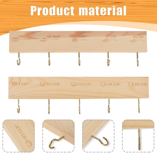 SoeKoa Premium Bamboo Measuring Cups and Spoons Rack, Measuring Cup Organizer Rack Suitable for Kitchen Hanging Cups and Spoons, Including Screw and Adhesive Mounting（2 pcs） - Image 3