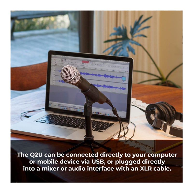 SAMSON Q2U USB/XLR Dynamic Microphone Recording and Podcasting Pack (Black) - Image 5