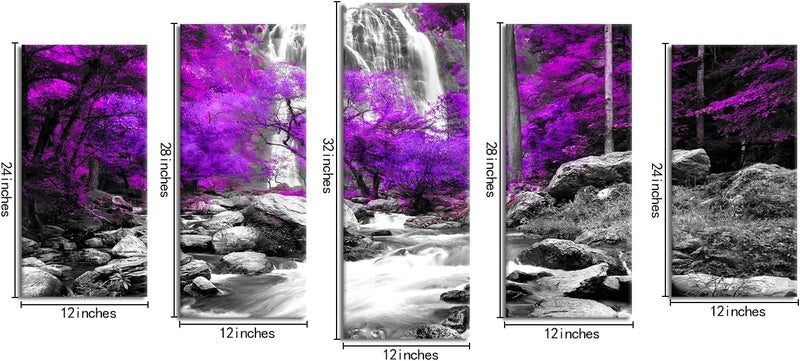 Kalormore 5-Piece Purple Fall Forest Canvas Wall Art - Image 5