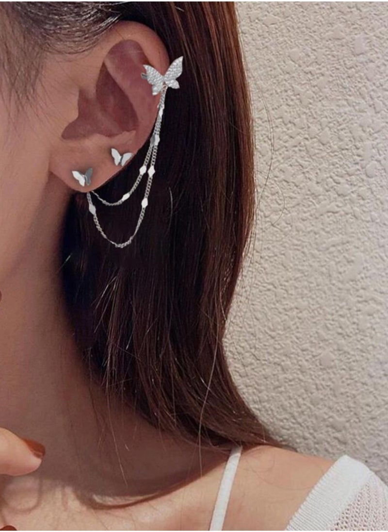 Dangle Charms 1pc Trendy Silver Plated Earrings For Women  - Image 1