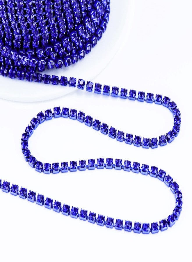Dowarm 10 Yards 2MM Crystal Rhinestone Close Chain Trim for Sewing Crocs Shoes Clothes Cups, SS6 Claw Rhinestone Chain for Craft Jewelry Wedding Bouquet DIY Decoration, Dark Blue/Sapphire - Image 2