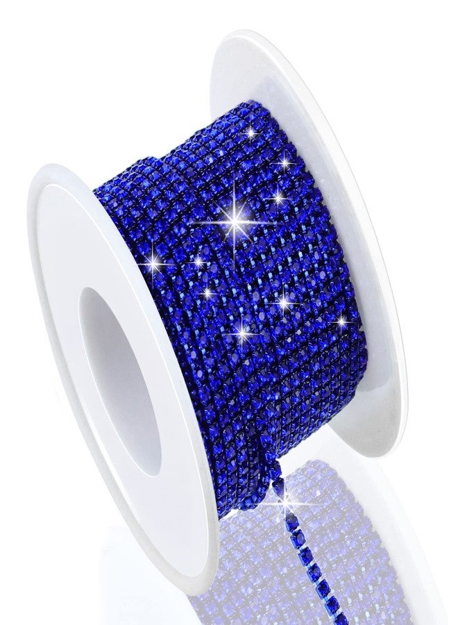 Dowarm 10 Yards 2MM Crystal Rhinestone Close Chain Trim for Sewing Crocs Shoes Clothes Cups, SS6 Claw Rhinestone Chain for Craft Jewelry Wedding Bouquet DIY Decoration, Dark Blue/Sapphire - Image 1