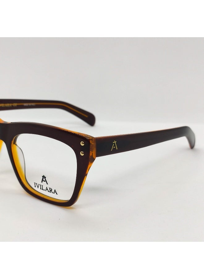 IVILARA QM8856_C3 High-End Acetate Uni-Sex Eyeglasses (Light Brown) - Image 5