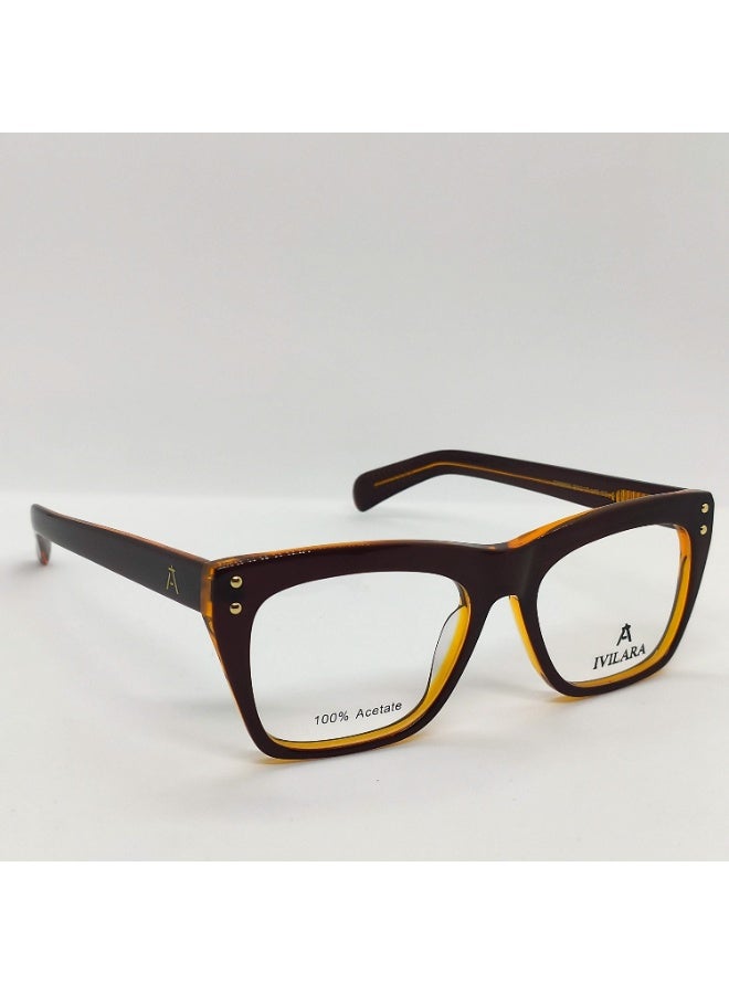 IVILARA QM8856_C3 High-End Acetate Uni-Sex Eyeglasses (Light Brown) - Image 4