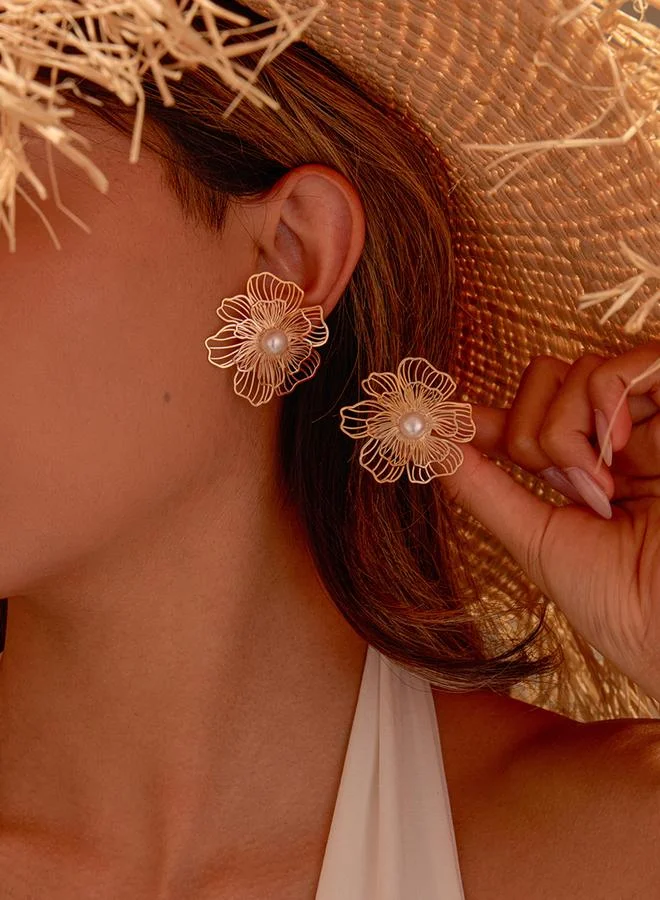 Take Two Golden Floral Stud Earrings