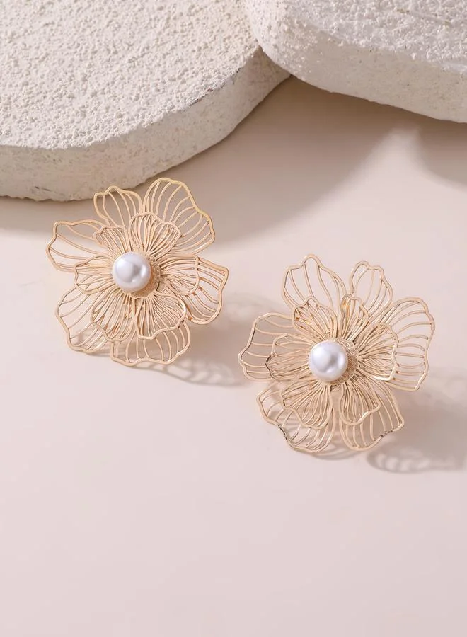 Take Two Golden Floral Stud Earrings