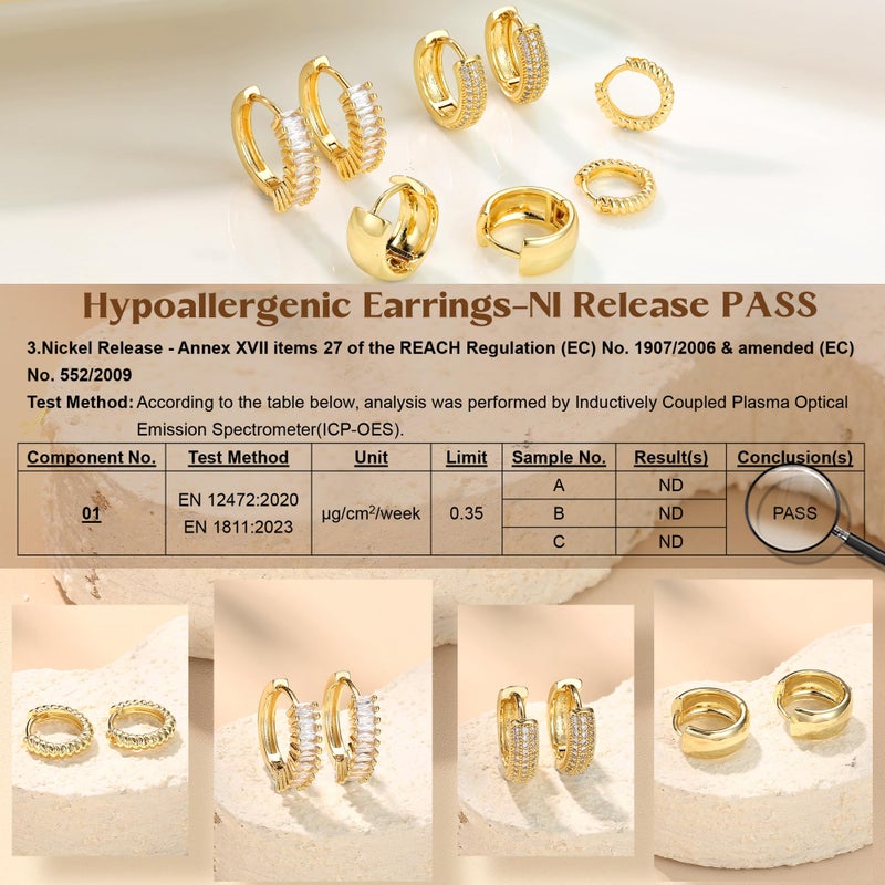 Florideco 4Pairs Small Hoop Earrings for Women Trendy 14K Gold Plated Stackable Chunky Earrings Hypoallergenic Huggie Earring Stacks Lightweight Earring Sets for Multiple Piercing(Twisted-G) - Image 5