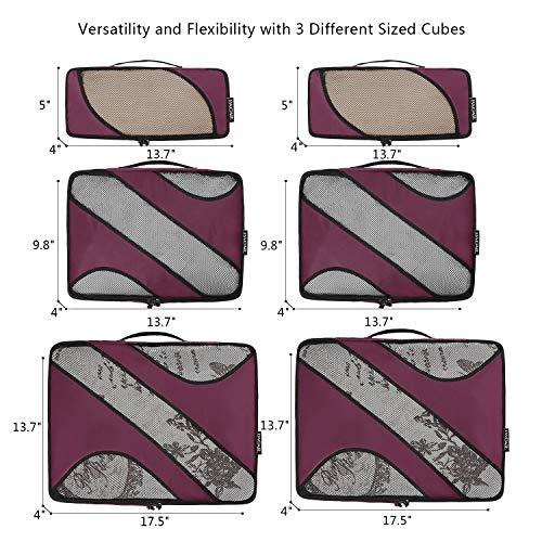 BAGAIL مجموعة حقائب باجاي 6، منظمات حقائب السفر (6 قطع بورجوندي) - Image 2