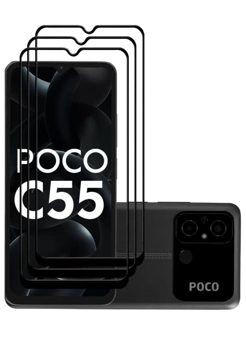 ACLIX 3 Pieces Antistatic ESD Dustproof Premium Quality High Definition Tempered Glass Screen Protector Designed For Xiaomi Poco C55 - Image 1