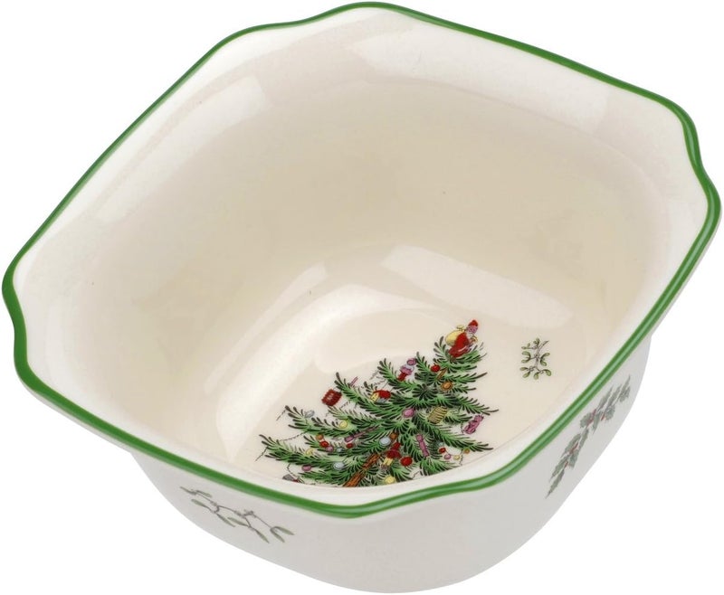 Spode Christmas Tree 55Inch Square Porcelain Bowl  Serving Bowl for Candies Nuts Desserts and Small Floral Arrangements  Festive Holiday Tableware Dishwasher and Microwave Safe - Image 1