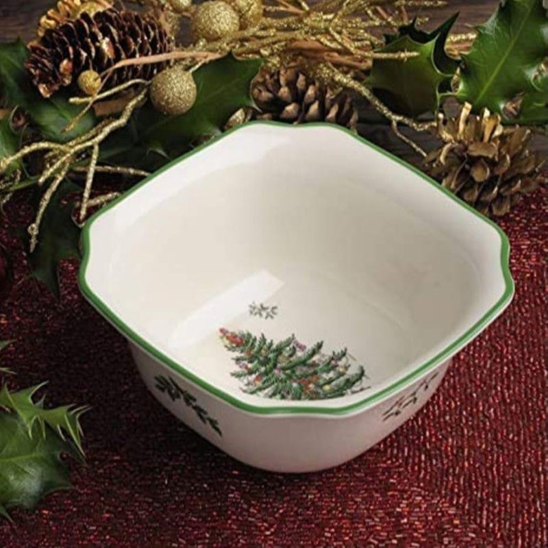 Spode Christmas Tree 55Inch Square Porcelain Bowl  Serving Bowl for Candies Nuts Desserts and Small Floral Arrangements  Festive Holiday Tableware Dishwasher and Microwave Safe - Image 3