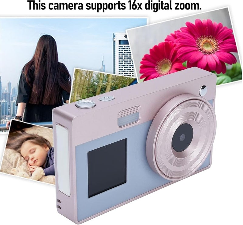 Pink Digital Camera 48MP 16X Zoom Anti Shake Point and Shoot Vintage Vlogging Camera for Teens Adults Beginners - Image 4