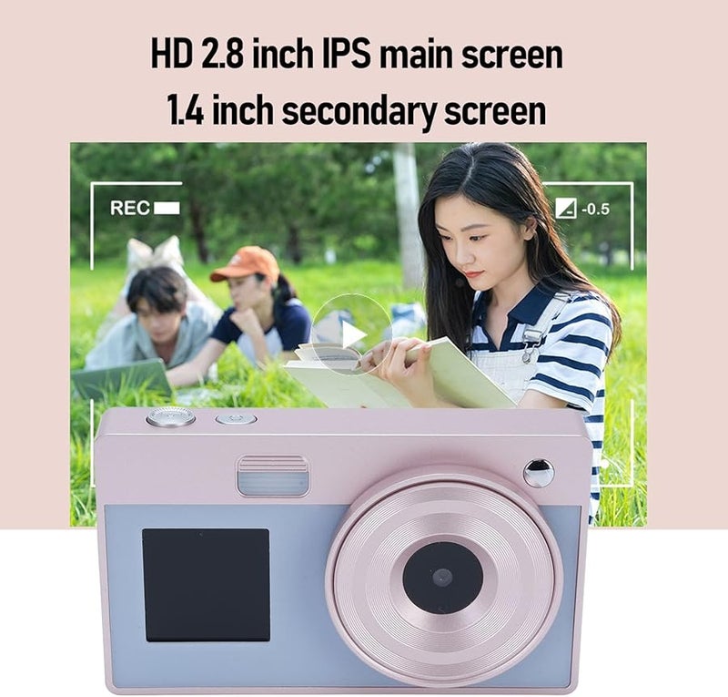 Pink Digital Camera 48MP 16X Zoom Anti Shake Point and Shoot Vintage Vlogging Camera for Teens Adults Beginners - Image 3