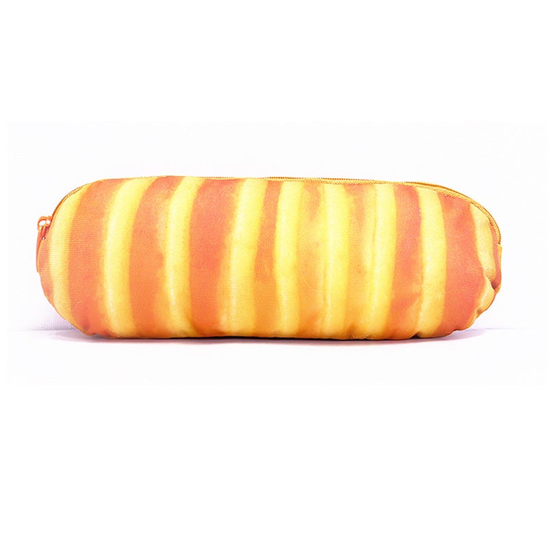 Creative Printed Bread Pencil Case Soft Cute Glasses Pouch Caterpillar Bread Pencil Case