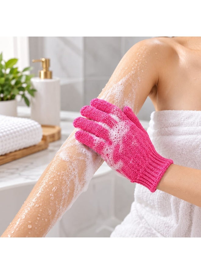 Nevara Body Exfoliating Glove for Dead Skin Removal & Deep Cleansing, 5-Finger Shower Scrub Mitt for Use with Soap & Body Wash, Reusable with Flexible Wrist Cuff – Pink - Image 4