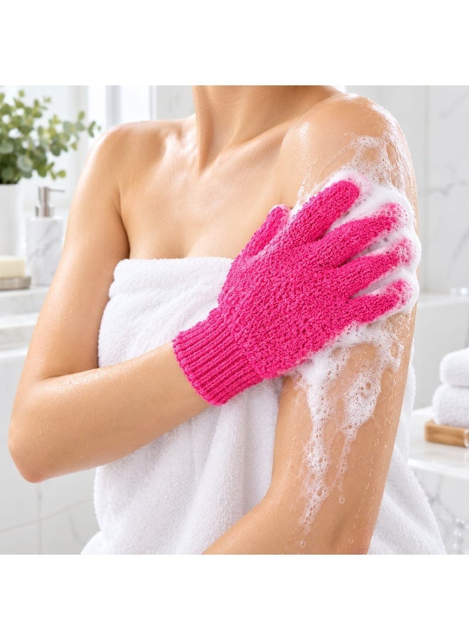 Nevara Body Exfoliating Glove for Dead Skin Removal & Deep Cleansing, 5-Finger Shower Scrub Mitt for Use with Soap & Body Wash, Reusable with Flexible Wrist Cuff – Pink - Image 3