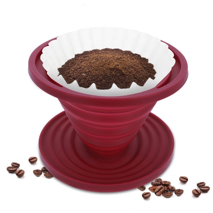 POUR OVER COFFEE MAKER COLLAPSIBLE POUR OVER COFFEE DRIPPER PORTABLE CAMPING COFFEE MAKER REUSABLE SILICONE POUR OVER COFFEE FILTER FOR BACKPACKING CAMPING HOME OFFICE