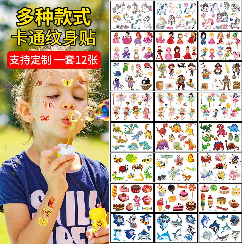 Spot Wholesale Kidsren's Cartoon Tattoo Sticker Set Waterproof Cute Watch Animal Dinosaur Face Sticker Tattoo - Image 2