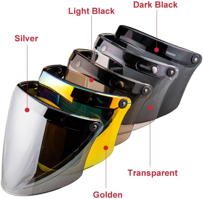 VCOROS Universal 3-Snap Flip Up Visor Shield Lens for Retro Open Face Motorcycle Helmet(Dark Black) - Image 3