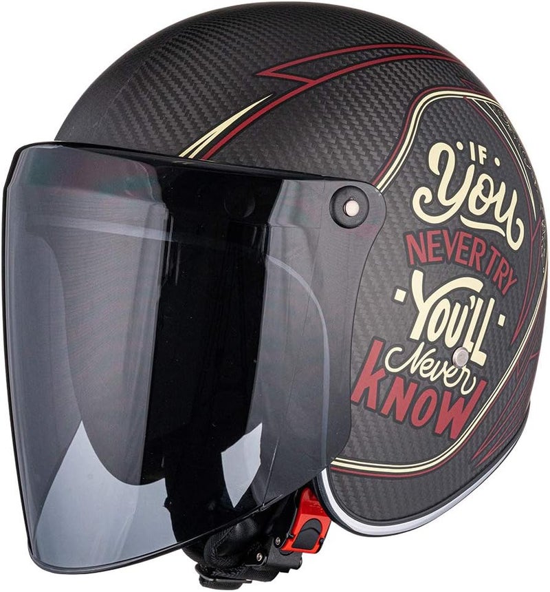 VCOROS Universal 3-Snap Flip Up Visor Shield Lens for Retro Open Face Motorcycle Helmet(Dark Black) - Image 4