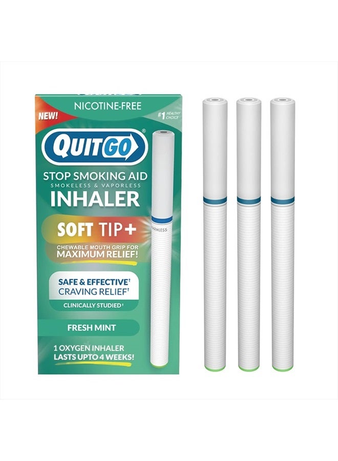 QUITGO Soft-Tip Smokeless Vapor-Less Inhaler | 100% Natural, Nicotine-Free Inhaler for Oral Support Habit Replacement When You Want to Quit Smoking (3 Pack, Fresh Mint) - Image 3