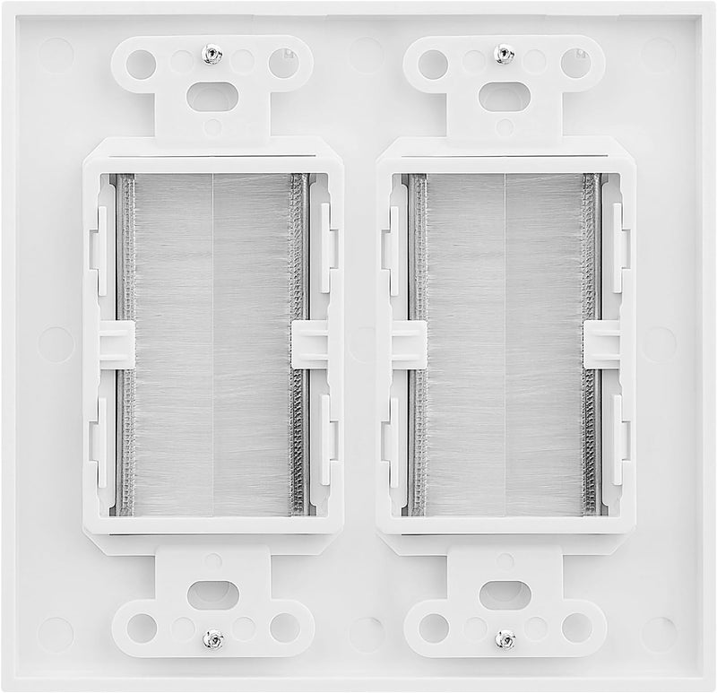 Fosmon 2-Gang Wall Plate, Brush Style Opening Passthrough Low Voltage Cable Plate In-Wall Installation for Speaker Wires, Coaxial Cables, HDMI Cables, or Network/Phone Cables - 2 PACK - Image 2
