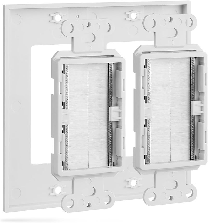 Fosmon 2-Gang Wall Plate, Brush Style Opening Passthrough Low Voltage Cable Plate In-Wall Installation for Speaker Wires, Coaxial Cables, HDMI Cables, or Network/Phone Cables - 2 PACK - Image 3