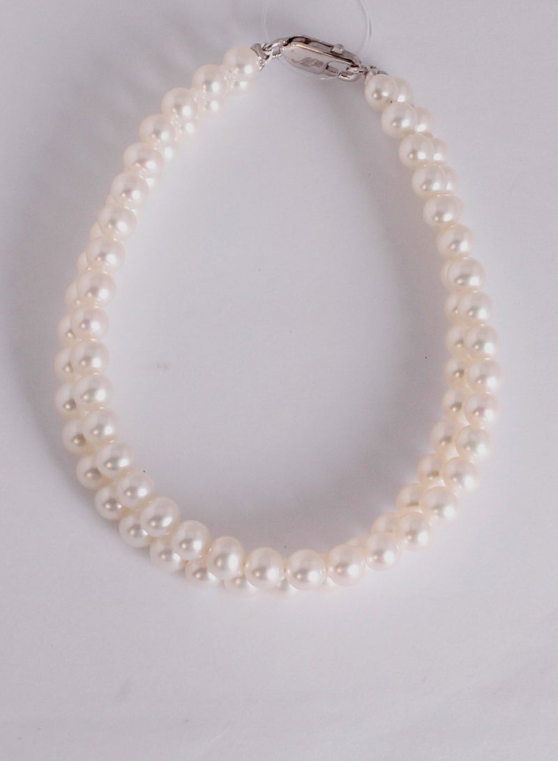 MIKURA Bracelet, 2st 19cm, Freshwater Pearls, A Quality, White Color, 5.0-4.5MM, 18KW  - Image 1