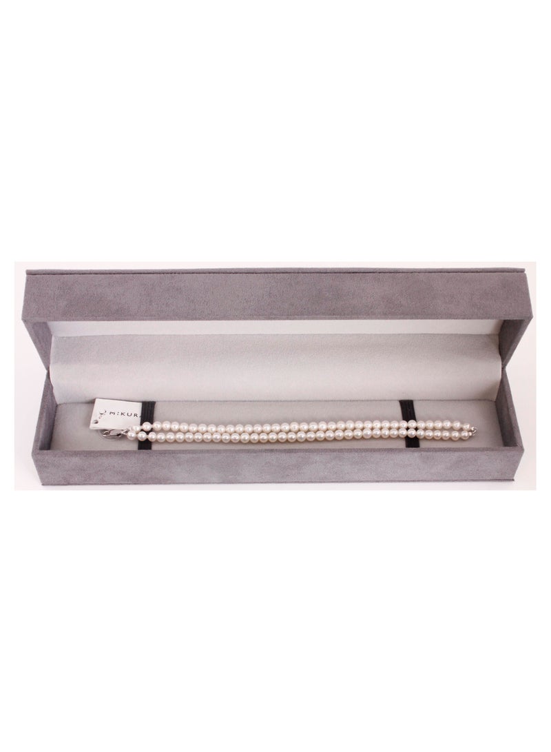 MIKURA Bracelet, 2st 19cm, Freshwater Pearls, A Quality, White Color, 5.0-4.5MM, 18KW  - Image 2