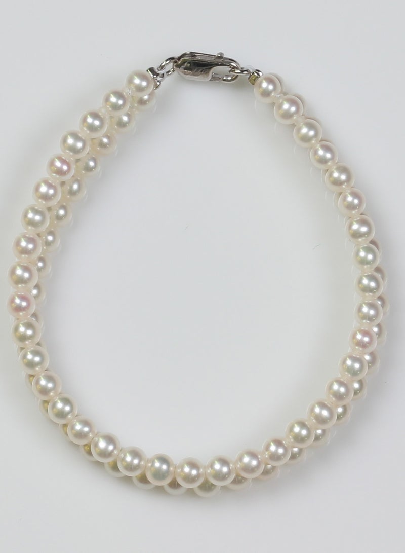 MIKURA Bracelet, 2st 19cm, Freshwater Pearls, A Quality, White Color, 5.0-4.5MM, 18KW  - Image 3