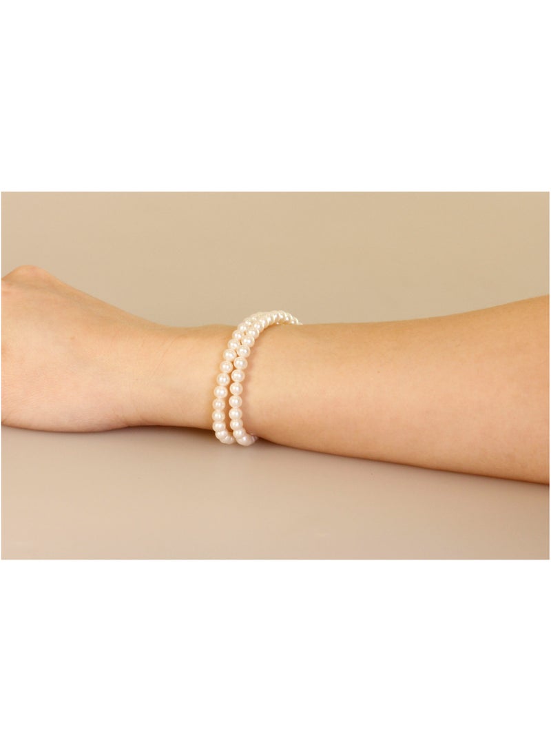 MIKURA Bracelet, 2st 19cm, Freshwater Pearls, A Quality, White Color, 5.0-4.5MM, 18KW  - Image 4