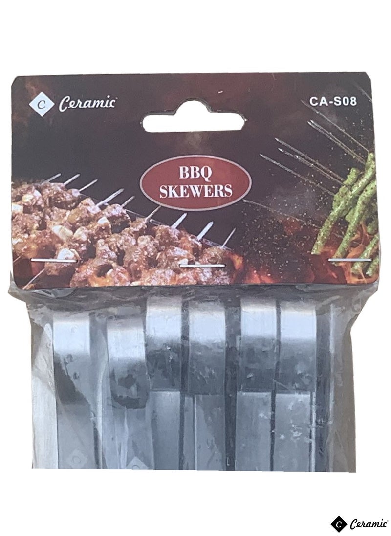 CERAMIC - 36 Piece Bbq Skewer Set Silver Grilling Stainless Steel Needle Sticks Metal Meat Shrimp Chicken Vegetable Outdoor Cooking 50Cm - Image 1