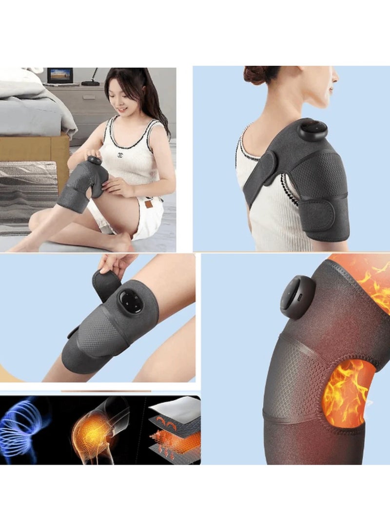 Electric Heating Therapy Knee Massager, Cordless Knee Massage Machine for Circulation and Pain Relief, 3-in-1 Heating Pad for Knee Elbow Shoulder with 3 Heating Levels, Ideal Gift