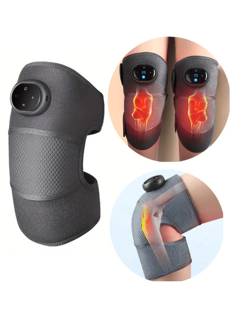 Electric Heating Therapy Knee Massager, Cordless Knee Massage Machine for Circulation and Pain Relief, 3-in-1 Heating Pad for Knee Elbow Shoulder with 3 Heating Levels, Ideal Gift