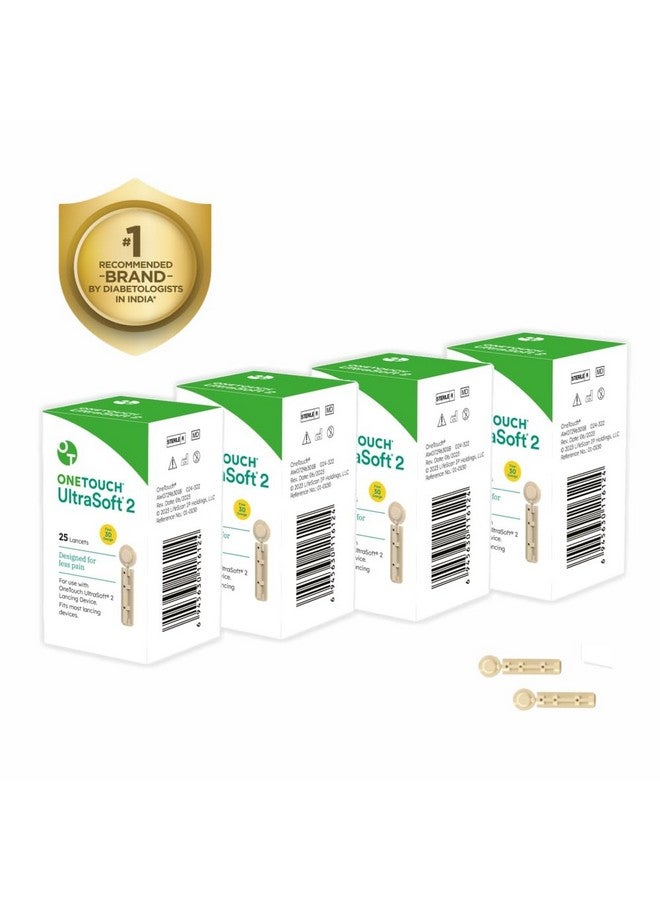 ONETOUCH Ultrasoft 2 Lancets | 4 Pack Of 25 Lancets | Designed For Less Pain | Global Iconic Brand | For Use With Onetouch Ultrasoft & Ultrasoft 2 Lancing Device - Image 1