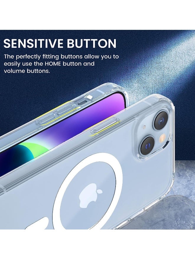 DUSALA iPhone 13 Clear Magnetic Cover MagSafe Compatible Hybrid Protective Crystal Clear Hard Back Case Shockproof Silicone Frame Slim Transparent Case for Apple iPhone 13 - Image 4