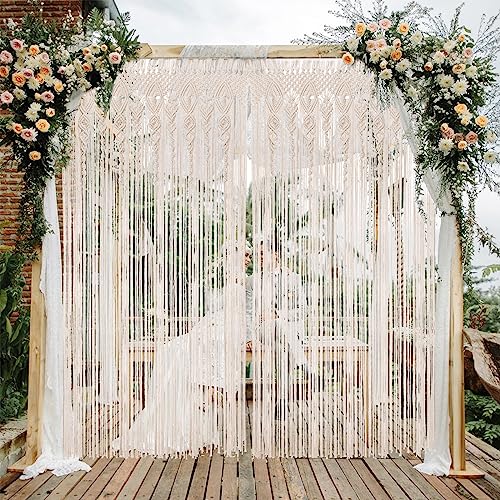 Foreate Boho Macrame Doorway Curtains for Windows, Large Macrame Wall Hanging, Handmade Window Curtain for Living Room Bedroom, Wedding Backdrop Bohemian Home Decor, 2 Panel 79" L x 35" W - Image 3